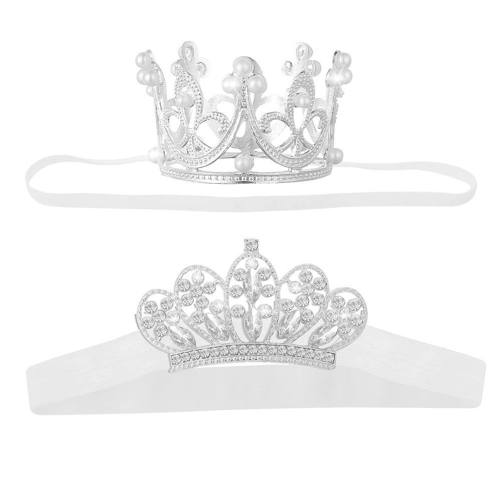 Abeillo baby crown round closeup with crystal accents for charming newborn photos