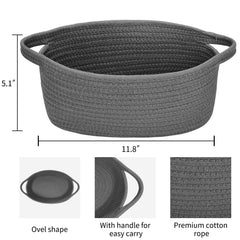 ABenkle deep grey rope bin close-up shows cotton material, safe for baby and pets.