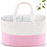 ABenkle diaper caddy front view with roomy compartments for diapers and wipes