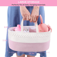 ABenkle diaper caddy pink removable dividers customize storage.