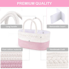 ABenkle diaper caddy pink sturdy handles for easy transport.