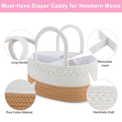 ABenkle Diaper Caddy woven cotton rope offers soft-touch nursery style.