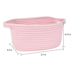 ABenkle mini cotton rope basket shows sturdy weave for compact storage in closets.
