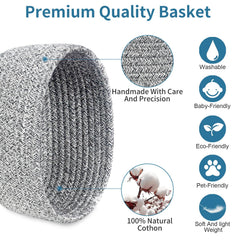 ABenkle mini cotton rope basket closeup shows soft material and natural texture.