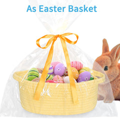 ABenkle nursery storage basket tidying baby items in a nursery