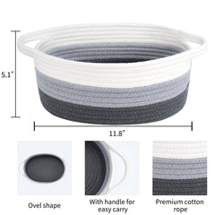 ABenkle rope storage basket with handles ideal for toy storage and easy transport.