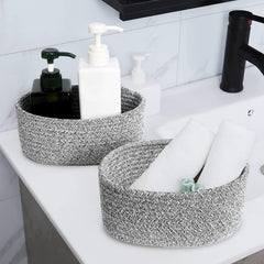 ABenkle small basket bathroom storage ideal for cosmetics and toiletries.