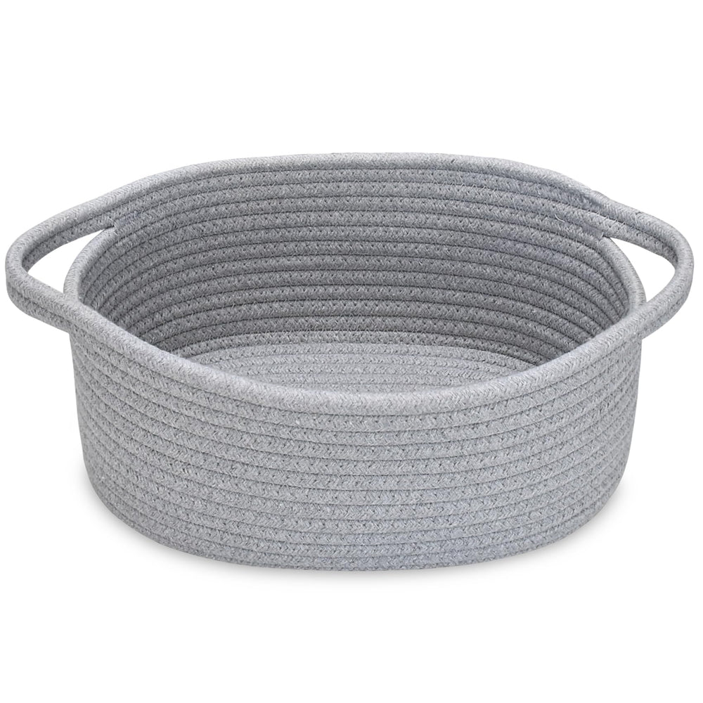 ABenkle small basket gray front view for tidy toys and easy-access organization.