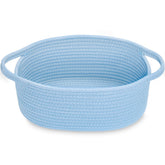 ABenkle small basket with handles in blue for convenient nursery organization and stylish storage.