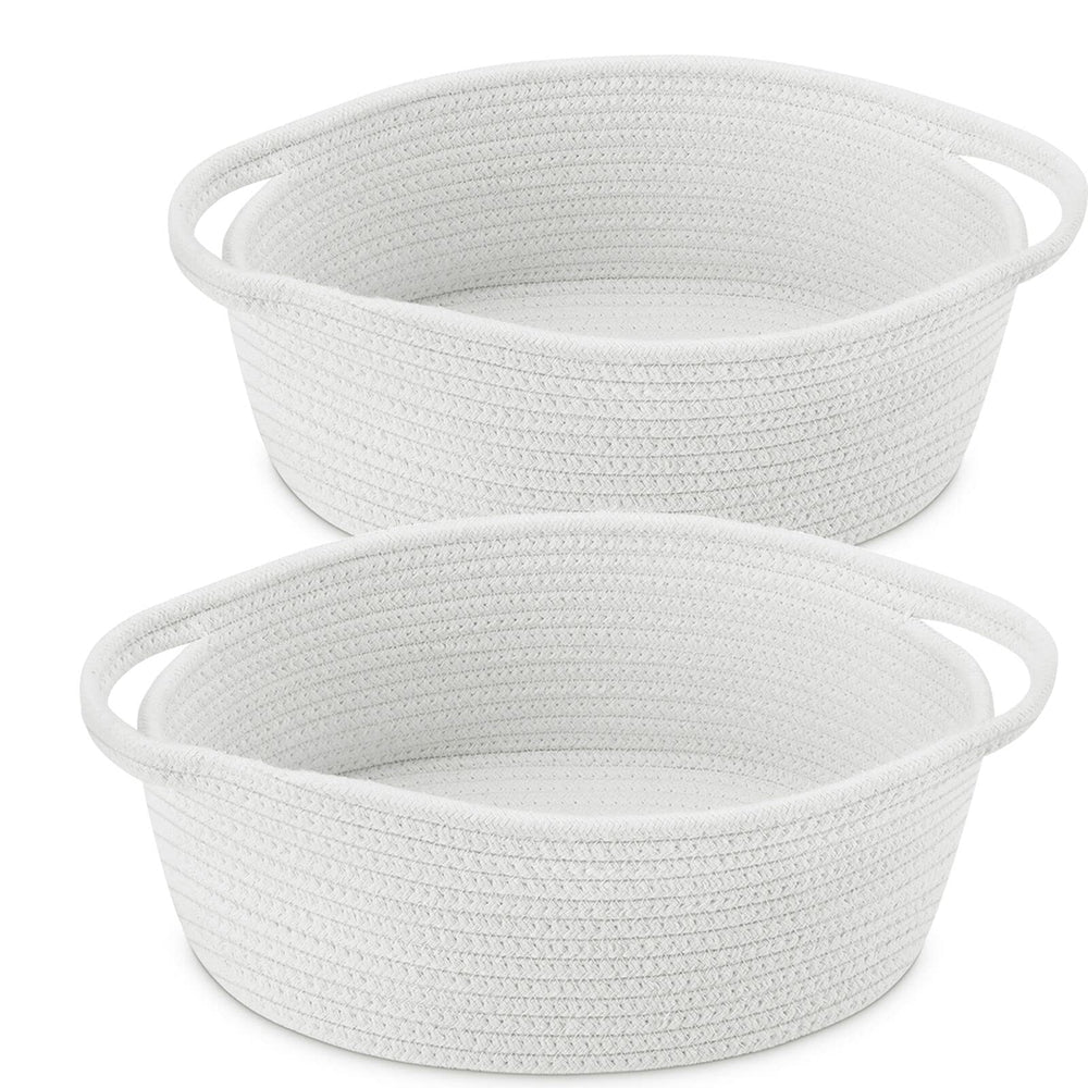 ABenkle small basket with handles front view for tidy toy storage