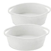 ABenkle small basket with handles front view for tidy toy storage