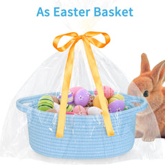ABenkle nursery storage basket highlights natural rope texture for tidy nursery