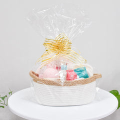 ABenkle small basket on a shelf demonstrating compact organization