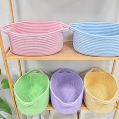 ABenkle Small Basket rope material close-up, natural cotton weave