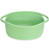ABenkle small basket with handles shown for nursery organization.