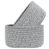 ABenkle small oval rope basket front view for compact storage and decluttering.