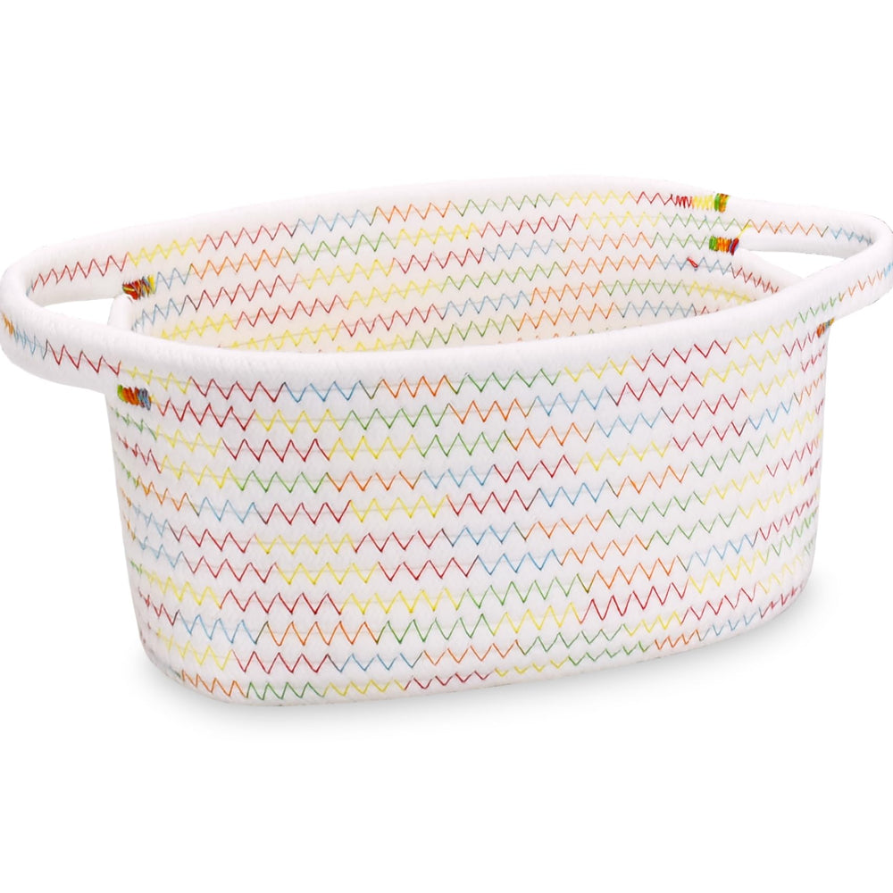 ABenkle small storage basket close-up: woven cotton rope texture ideal for tidy shelves.