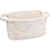 ABenkle small storage basket close-up: woven cotton rope texture ideal for tidy shelves.