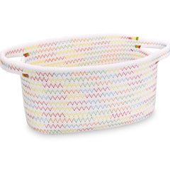 ABenkle small storage basket close-up: woven cotton rope texture ideal for tidy shelves.