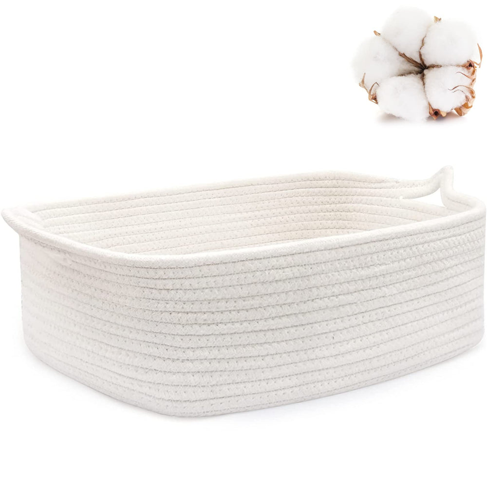 ABenkle small storage basket with handles on a shelf for tidy organization