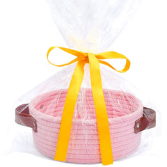 ABenkle small round pink storage basket for desktop organization and essentials