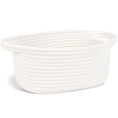 ABenkle small storage basket white front view aids quick organizing on shelves
