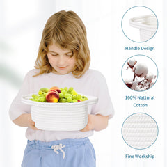 ABenkle small storage basket white with handles easy to carry and relocate