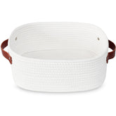 ABenkle small white basket with handle for tidy toy storage on shelves