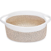 ABenkle small woven basket front view with handles for easy toy storage