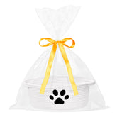 ABenkle small woven basket with paw design, ideal for nursery storage.