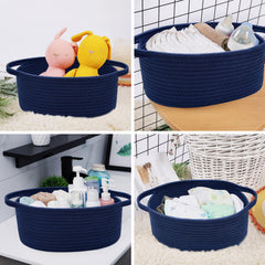 ABenkle woven storage bin on shelf fits compact spaces and declutters