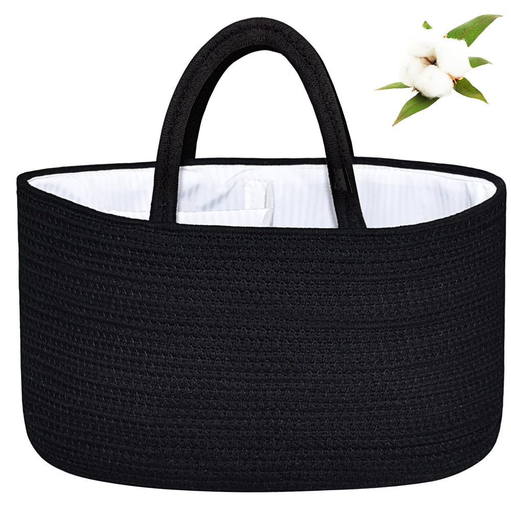 ABenkle X-Large Diaper Caddy Organizer closeup highlights durable rope weave for easy diaper storage.