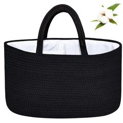 ABenkle X-Large Diaper Caddy Organizer closeup highlights durable rope weave for easy diaper storage.