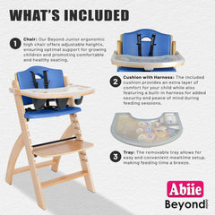 Abiie Beyond Junior high chair tray with dishwasher-safe cover for quick mess cleanup