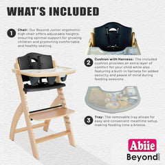 Abiie Beyond Junior chair with waterproof cushion keeps spills from soaking in.