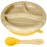 Abiie Octopod bamboo dish suction plate grips surfaces for mess-free feeding.