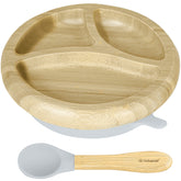 Abiie Octopod bamboo dish top view showing suction for mess-free meals