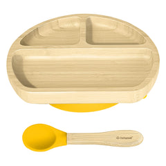 Abiie Octopod bamboo plate suction on tray for mess-free meals