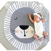 ABREEZE cute lion-shaped rug close-up shows soft cotton texture for gentle baby skin.