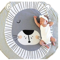 ABREEZE cute lion-shaped rug close-up shows soft cotton texture for gentle baby skin.