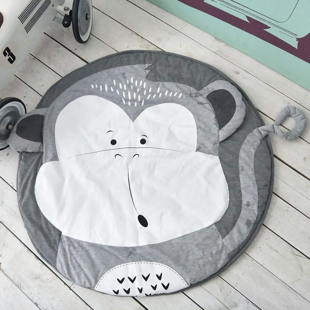 ABREEZE nursery rug round play mat with monkey design for baby playtime
