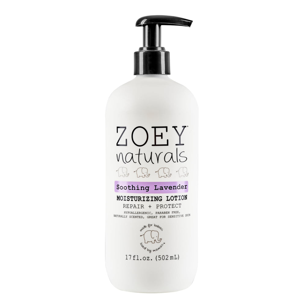 Absolutely Natural Zoey Naturals lavender lotion bottle for gentle baby skincare.