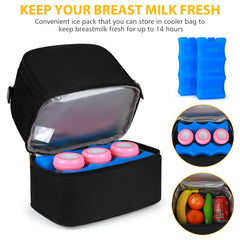 Accmor dual-pocket design keeps bottles and pump parts organized for easy access.