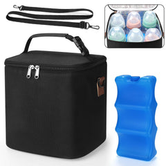 Accmor breastmilk cooler bag side view showcases durable water-resistant fabric for travel.