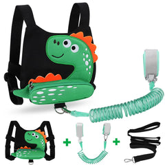 Accmor dinosaur-pattern harness close-up for secure toddler outings.