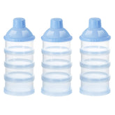 Accmor formula dispenser on the go with four stackable compartments for travel convenience.