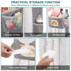Accmor Hanging Diaper Caddy Organizer large lower pouch stores towels within arm's reach.