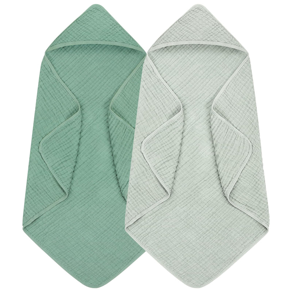 Accmor hooded baby towel muslin-32x32—soft, absorbent for quick post-bath drying.