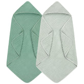 Accmor hooded baby towel muslin-32x32—soft, absorbent for quick post-bath drying.