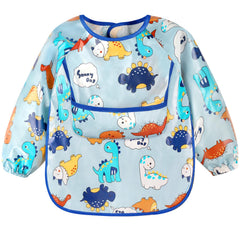 Accmor long sleeve bib pocket-open highlights catch-all pocket for crumbs